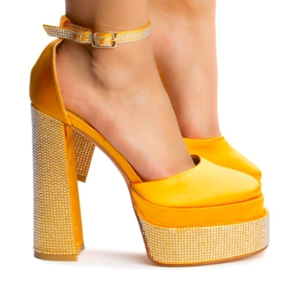02-RHINESTONE,ORANGE ,junky sandal platform heel closed toes, ankles straps…